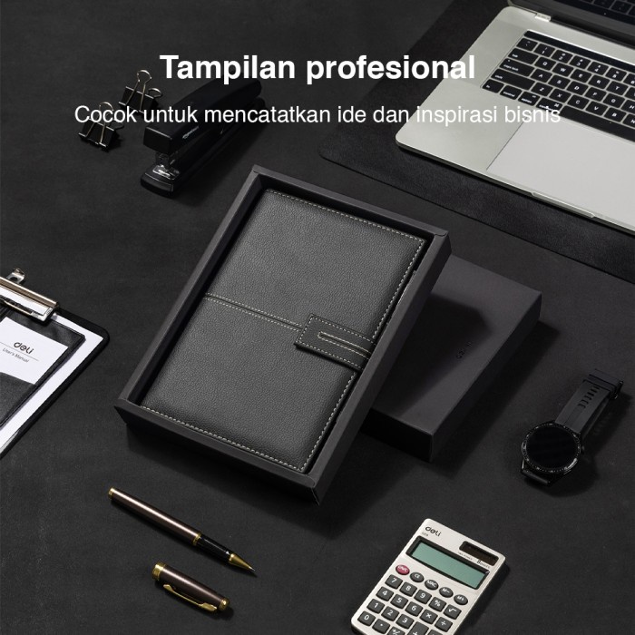 

BARANG TERLARIS Deli Leather Cover Notebook Gift Set A5 120 Lembar EN139L