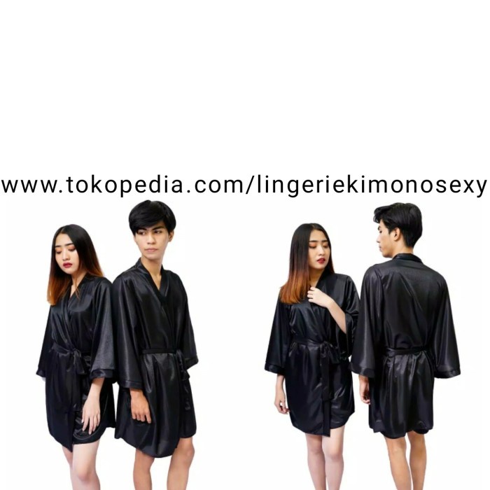 baju busana tidur kimono piyama hitam couple pasangan pria dan wanita