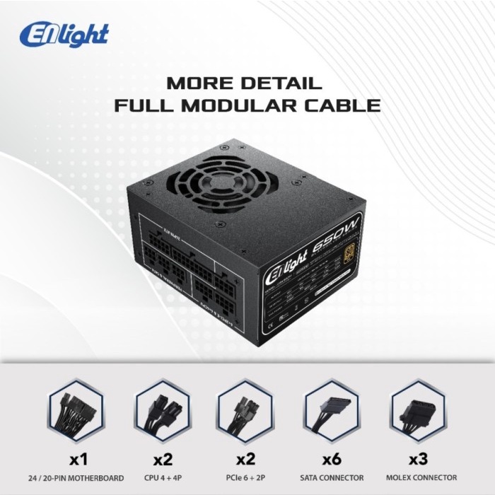 POWER SUPPLY / PSU ENLIGHT 650W ; SFX 80+ GOLD - FULL MODULAR