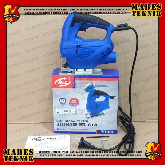 TOP MESIN PEMOTONG TRIPLEK PVC AKRILIK / GERGAJI LISTRIK HL JIGSAW PRO 618 -
