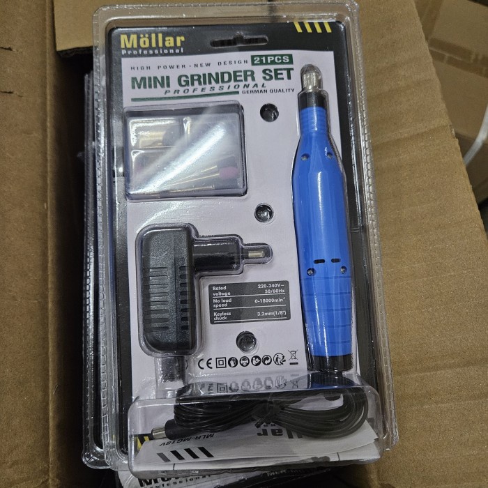 TOP MOLLAR MG18V MINI GRINDER TUNER 18V SET 10 PCS VARIABLE SPEED WITH ADAPTOR -