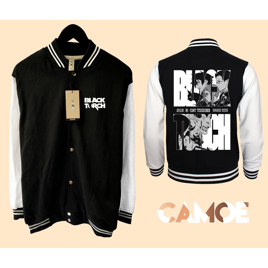Jaket Baseball Varsity Anime Black Torch Manga