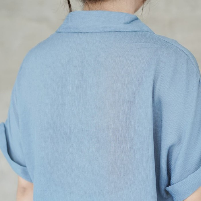 (Excellent) Rayon Crinkle Crop Top Baju Atasan Kemeja Wanita Big Size Jumbo