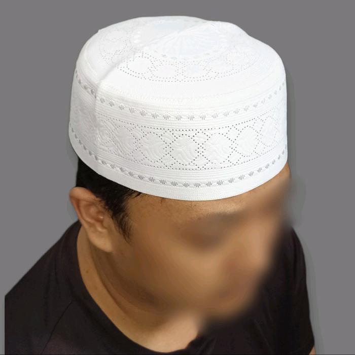 PECI HAJI PUTIH BULAT POLOS AL FAHIM SANTRI MUSLIM