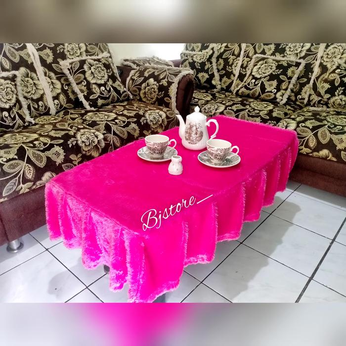 New- Taplak Meja Rumbai Bulu Rasfur Ukuran 100x50 CM / Taplak Meja REMPEL Murah