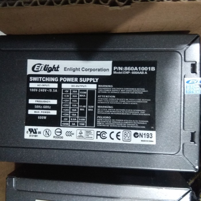 Ready psu enlight pure 600watt power supply 600w 80plus murah
