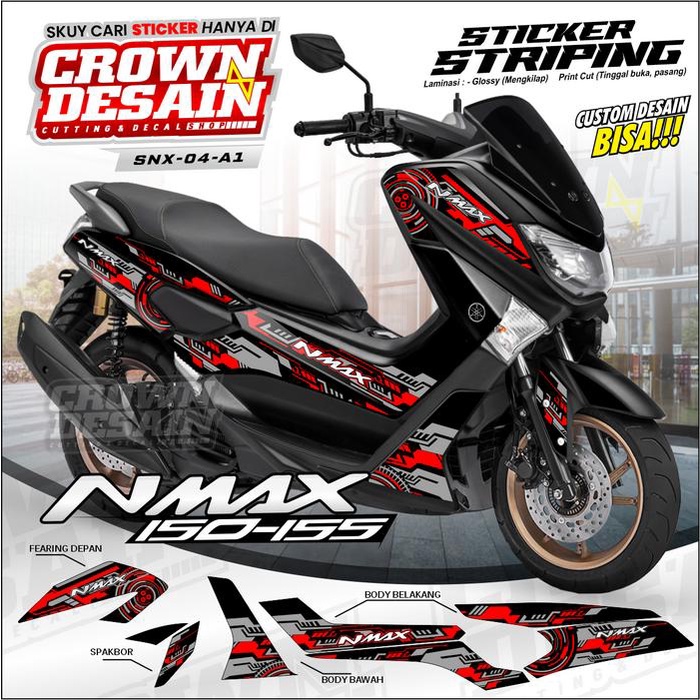 PREMIUM Striping NMAX OLD - Sticker Striping Variasi list Yamaha NMAX Grafis Matrix ( MOTOR MERAH )