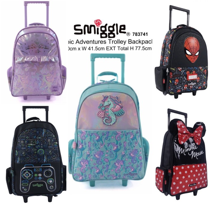PREMIUM SMIGGLE Tas Trolley Bag Anak / Tas Troli Trolly