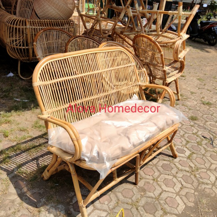 PREMIUM Kursi Teras / Kursi Taman Pengki Panjang Rotan