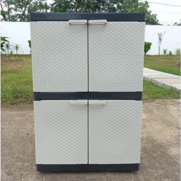 PREMIUM Akako Lemari Plastik Rotan Susun 2 Lemari Baju Anak Mini