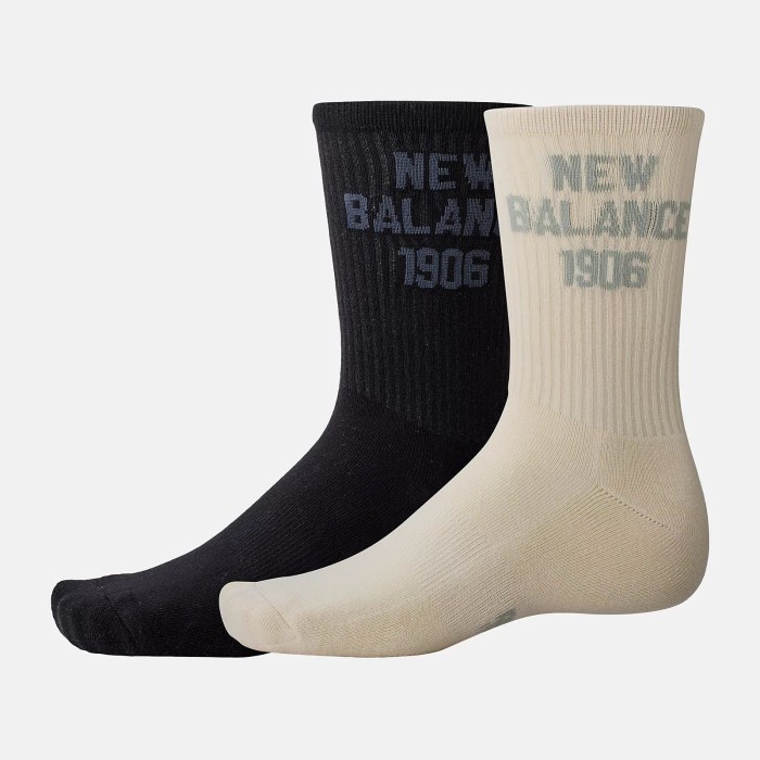 PREMIUM Kaos Kaki NB 1906 Midcalf Black Cream 2pack [LAS42462] Original