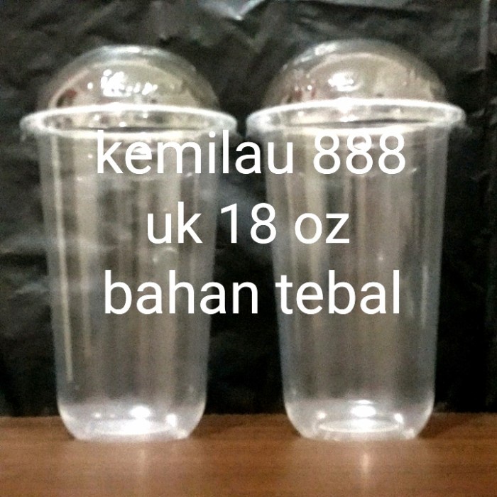 PREMIUM gelas plastik oval tebal uk 18 oz pp cup plus tutup(1 roll isi 50 pcs)