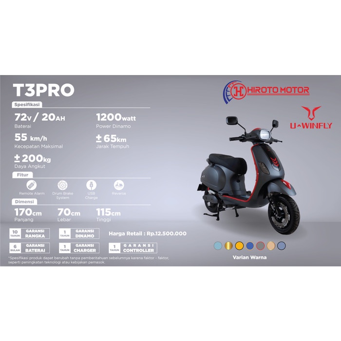 Best seller UWINFLY MOTOR LISTRIK TYPE T3 PRO (DP) Terlaris