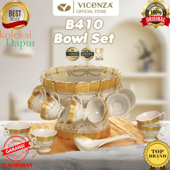 LANGSUNG DIPROSES Wadah Es Buah, Sup B410 (Bowl Set) VICENZA motif PADI, Garansi Kirim