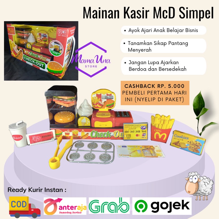 Komputer Kasir Kasiran McD Jual Burger Ice Cream Mainan Anak Bisnis