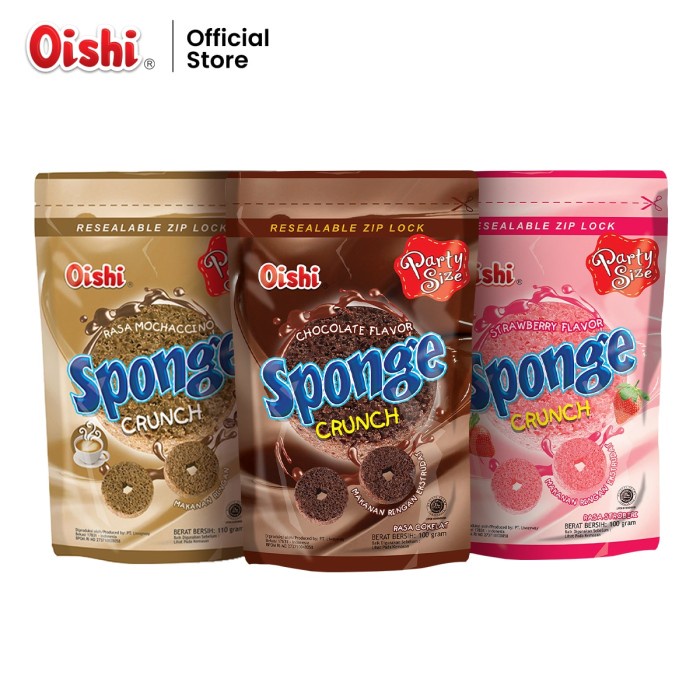

Sponge Crunch Rasa Coklat + Stroberi + Mochaccino