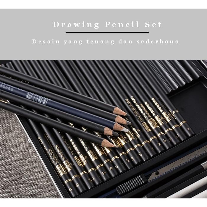 

TERLARIS Nyoni Drawing Pencil Gambar Set 29PCS Drawing Sketch Pencil Set Tin Box Pensil Gambar
