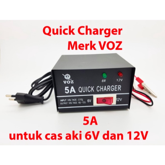 Paling Berkualitas Voz Quick Charger 6V 12V 5A Charger Aki Sepeda Motor