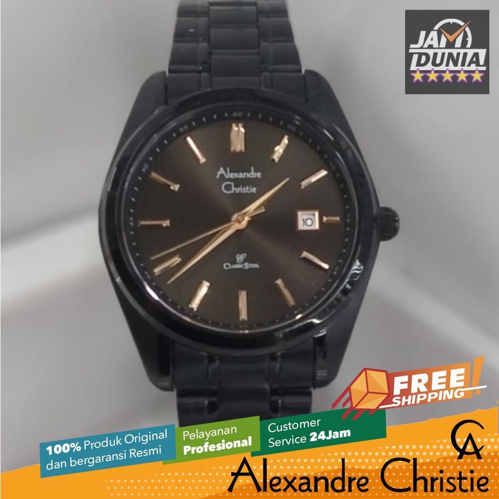 JAM TANGAN WANITA ALEXANDRE CHRISTIE ANALOG ORIGINAL STAINLES BLACK 8660 AC 8660 AC8660 ACF8660 CT B