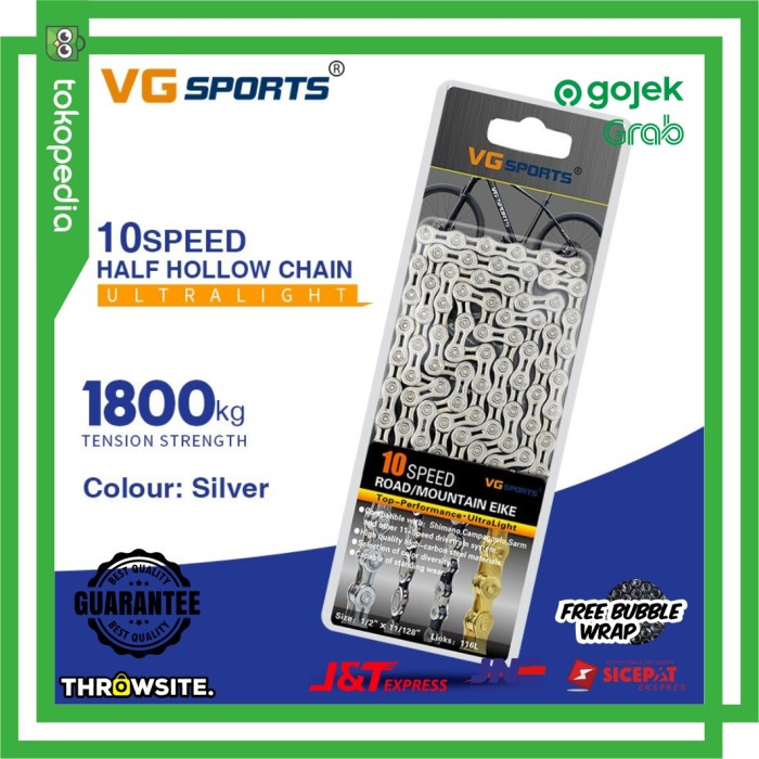 Rantai Sepeda 10 Speed Untuk Sepeda Gunung VG SPORTS - Silver