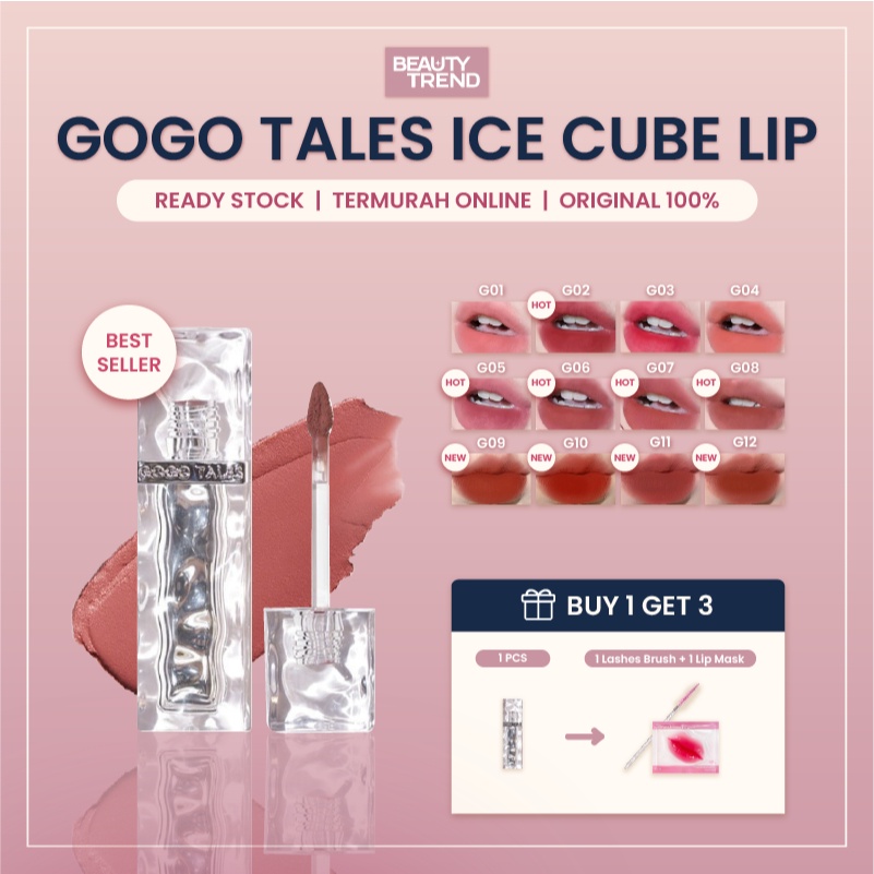 [READY ORI] Gogo Tales Ice Lip Mud Gogo Tales Ice Cube Lip Cream Gogo Tales Lipstick Long Wearing