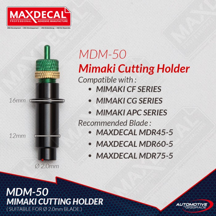

TERLARIS! MDM-50 MAXDECAL Blade Holder Mesin MIMAKI Cutting Plotter Isi Mata Pisau ROLAND JINKA 2 mm