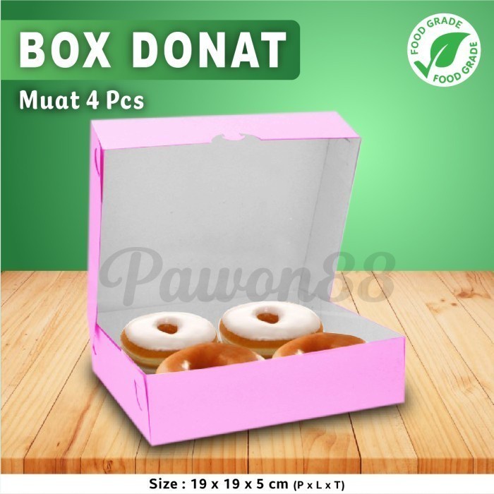 (Expert) Kotak Dus Box DONAT PINK Isi 4