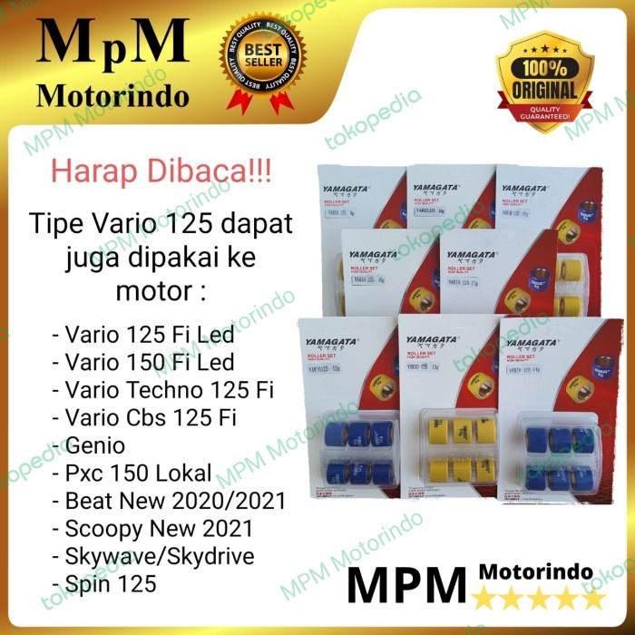 Roller Racing Vario 125 150 Fi Led 9-10-11-12-13-14-15gr gram Yamagata