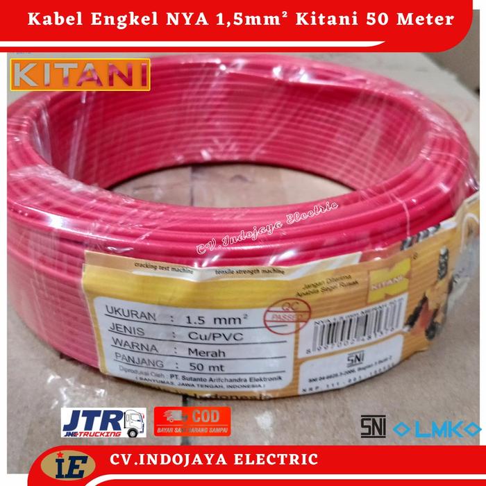 JTTOP" KABEL LISTRIK KITANI NYA 1,5 PANJANG 50 METER KABEL ENGKEL TUNGGAL KABEL INSTALASI LISTRIK