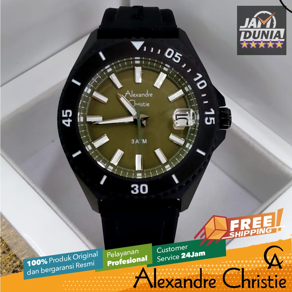 JAM TANGAN PRIA ALEXANDRE CHRISTIE ORIGINAL RUBBER BLACK 8693 AC 8693 AC8693 ACF8693 CT B087