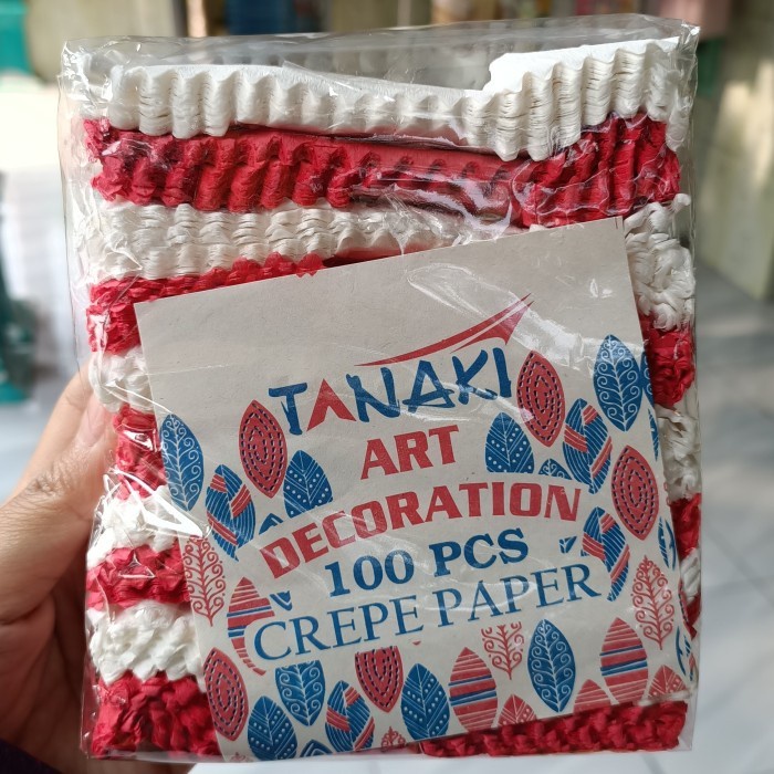 

(Expert) TANAKI kertas krep/ Crepe Paper/klobot merah-putih potongan 100 pcs