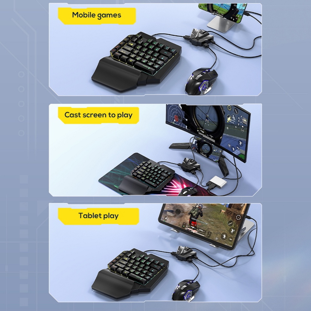 MEMO ZH01 OTG Converter Keyboard And Mouse Gaming RGB For Android Tablet -new