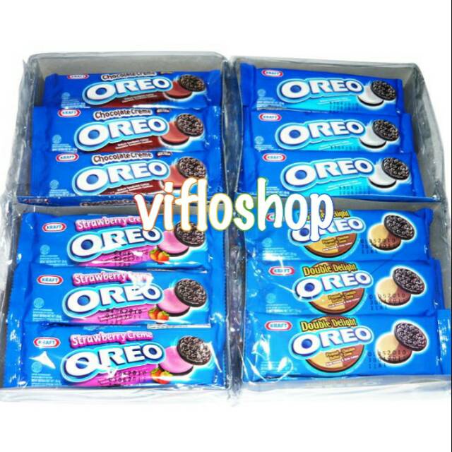 

A Biskuit Oreo Vanila/ Coklat/ Ice Cream/ Strawberry Kemasan Box (12 Sachet)
