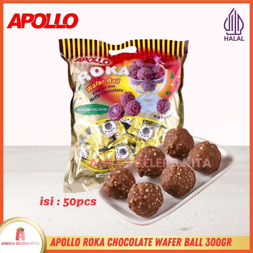 

A Apollo Roka Wafer Ball Coklat Halal 300Gr