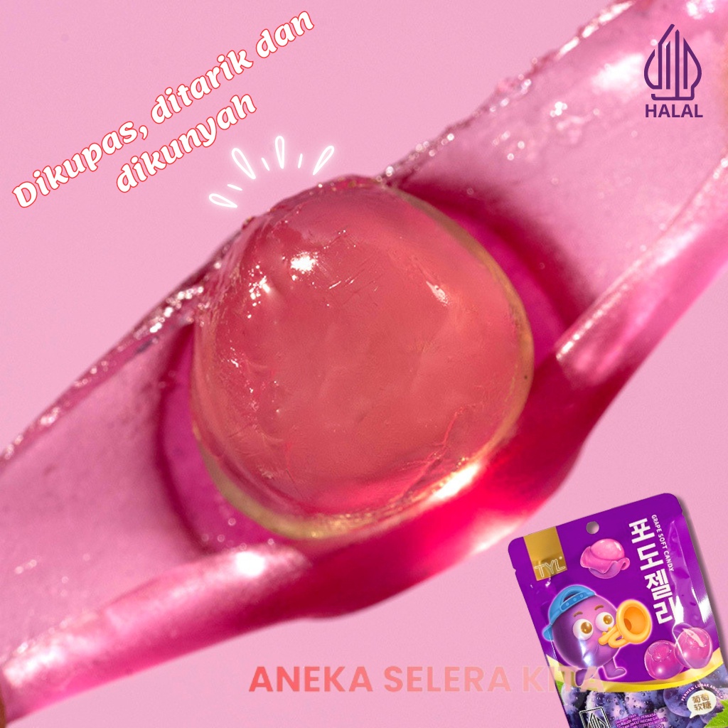 

A Tyl Permen Lunak Kupas Aneka Rasa Buah Grape, Banana, Mango, Peach / Baopi Gummy Soft Candy