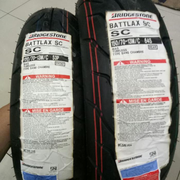 Flash Sale Paketan Ban Luar Battlax Sc Uk 120/70-13 Dan 150/70-13 Ban Nmax