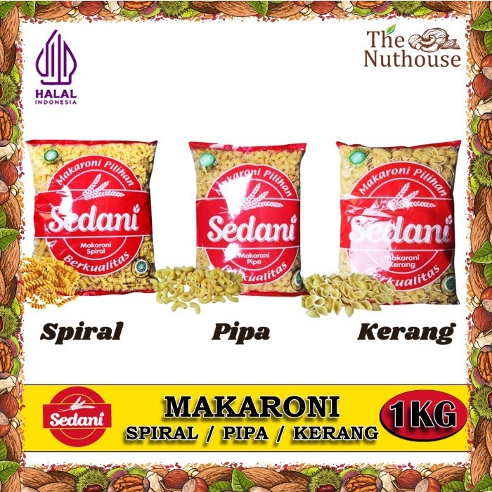 

(TopSeller) SEDANI Makaroni Spiral / Pipa / Kerang 1kg [Macaroni Pasta HALAL]