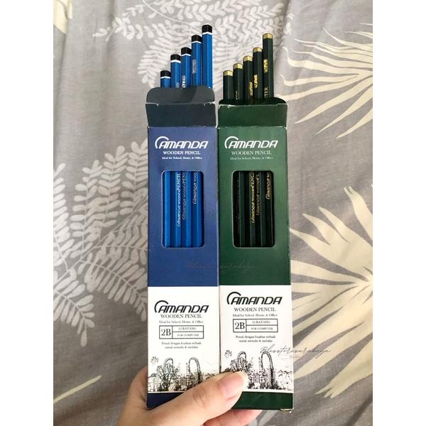 

(Isi 12Pcs) Pensil 2B / Pensil Ujian Komputer Amanda Hijau Biru