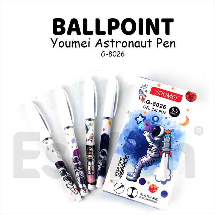 

12Pcs Pulpen Gel Astronaut Youmei G8026 /1Pack Pulpen Gel Fancy
