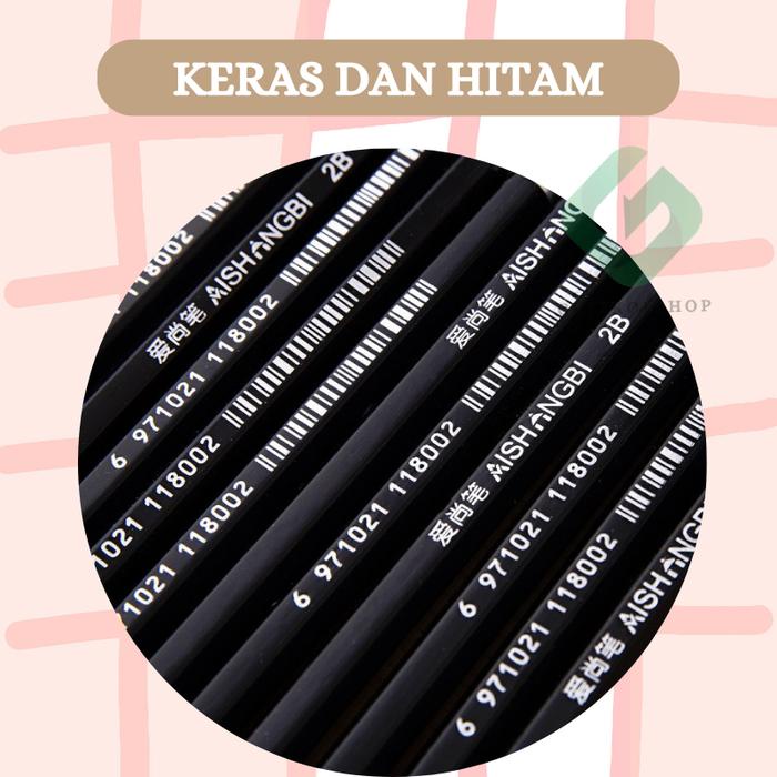 

Pensil Ujian 2B Exam / Pensil Alat Tulis Grade Isi 12Pcs Bonus Serutan