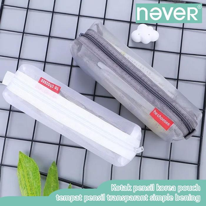 Kotak Pensil Korea Pouch/ Tempat Pensil Transparant Simple Bening/Pencil Case Lucu