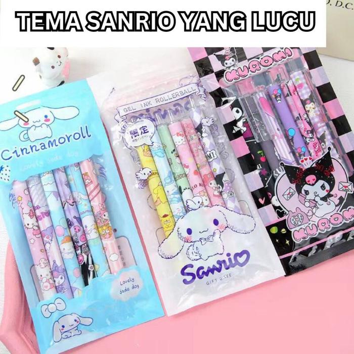 

Uq (6Pcs) Pulpen Gel / Pena Set Sanrio Kuromi 0.5Mm Alat Tulis Anak Sekolah Sty7066