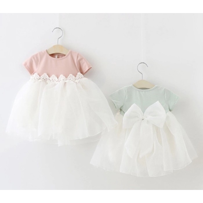 ldy Dress Anak Perempuan Import Korea Gaun Bayi Lengan Pendek Warna Hijau ldy