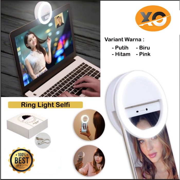 Ring Light Mini Selfi Ringlight Led Lampu Hp Laptop Model Jepit Warna