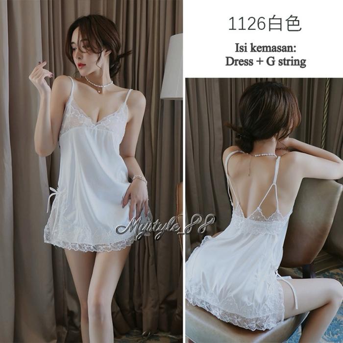DISKON DRESS TIDUR SEXY WANITA BAJU DINAS MALAM ISTRI 1126 SATIN LINGERIE READYY