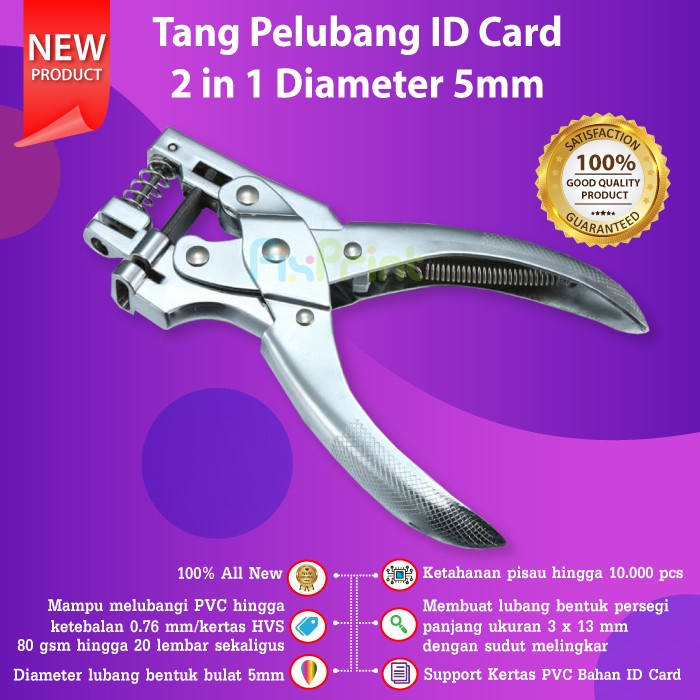 

pintar- Tang Pelubang ID Card 2 In 1 Diameter 5mm Alat Plong Kertas PVC 5mm