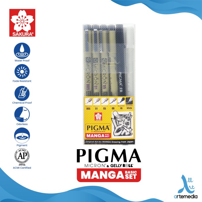 

pintar- Drawing Pen Sakura Pigma Micron Manga Basic Set Pulpen Gambar