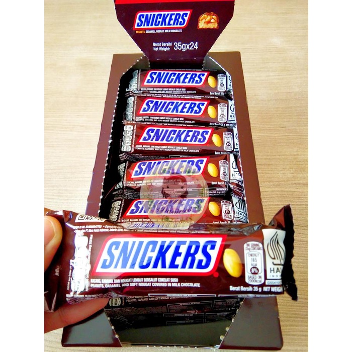 

Coklat Import I Sekotak Snickers Peanut Carel Nougat Chocolate Bar 35 gr ds bgr Cokelat