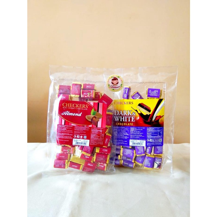 

Coklat Import I Checkers Mini Chunky Chocolate Almond, Dark &White 300gr ds bgr Cokelat