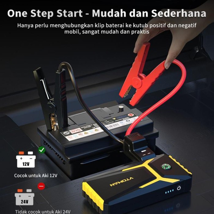 VTOMAN V6 PRO JUMP STARTER AKI MOBIL MOTOR POWER BANK 10000MAH JUMPER